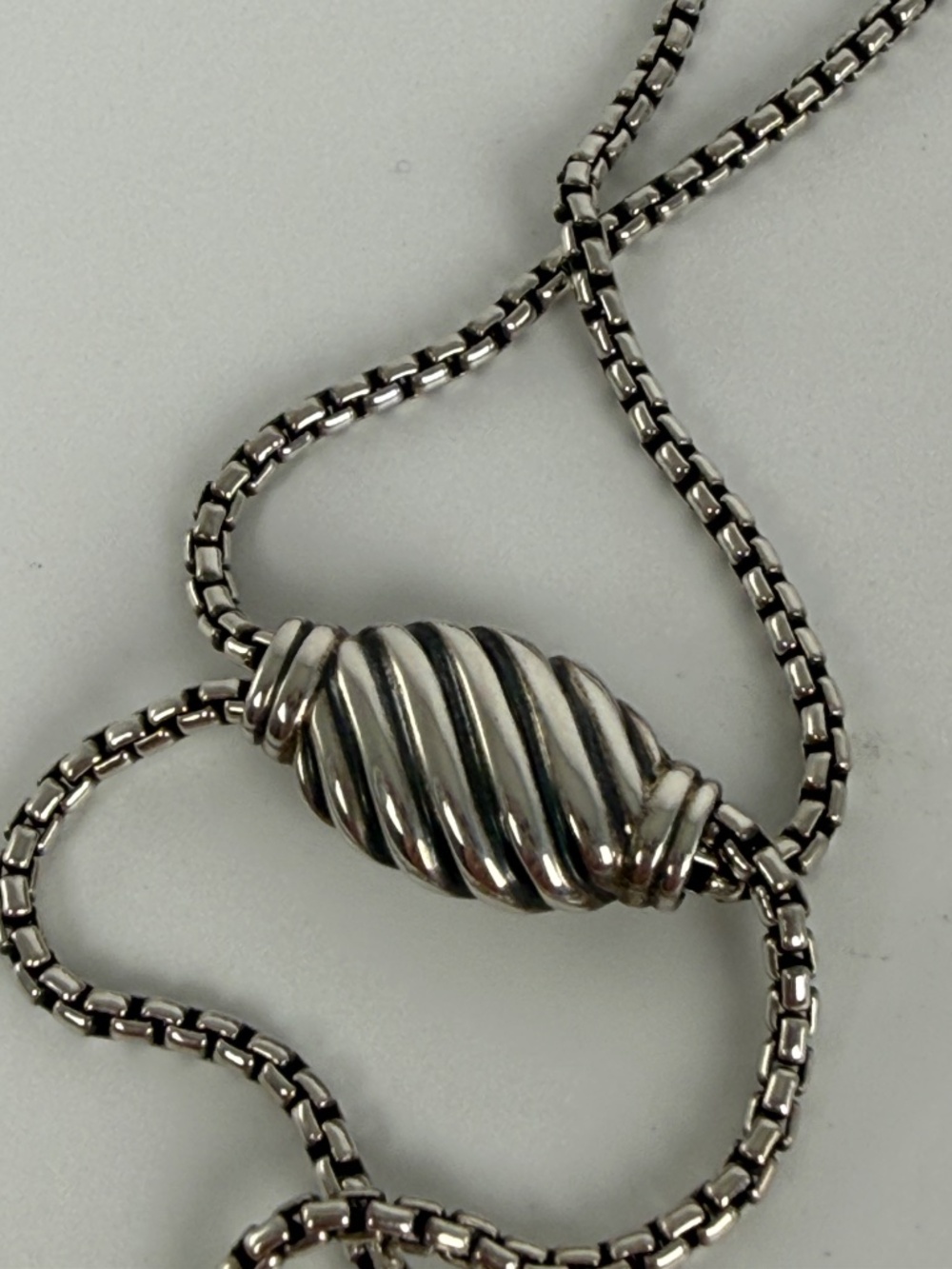 DAVID YURMAN Cable Crossover Two Tone Silver 14k Gold Long Pendant Necklace - Picture 7 of 11